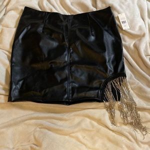 Fashion to Figure FTF x SRV Faux Weather Skirt w/ Rhinestone Chain Fringe